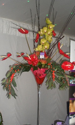 Red Martini glss table arrangement